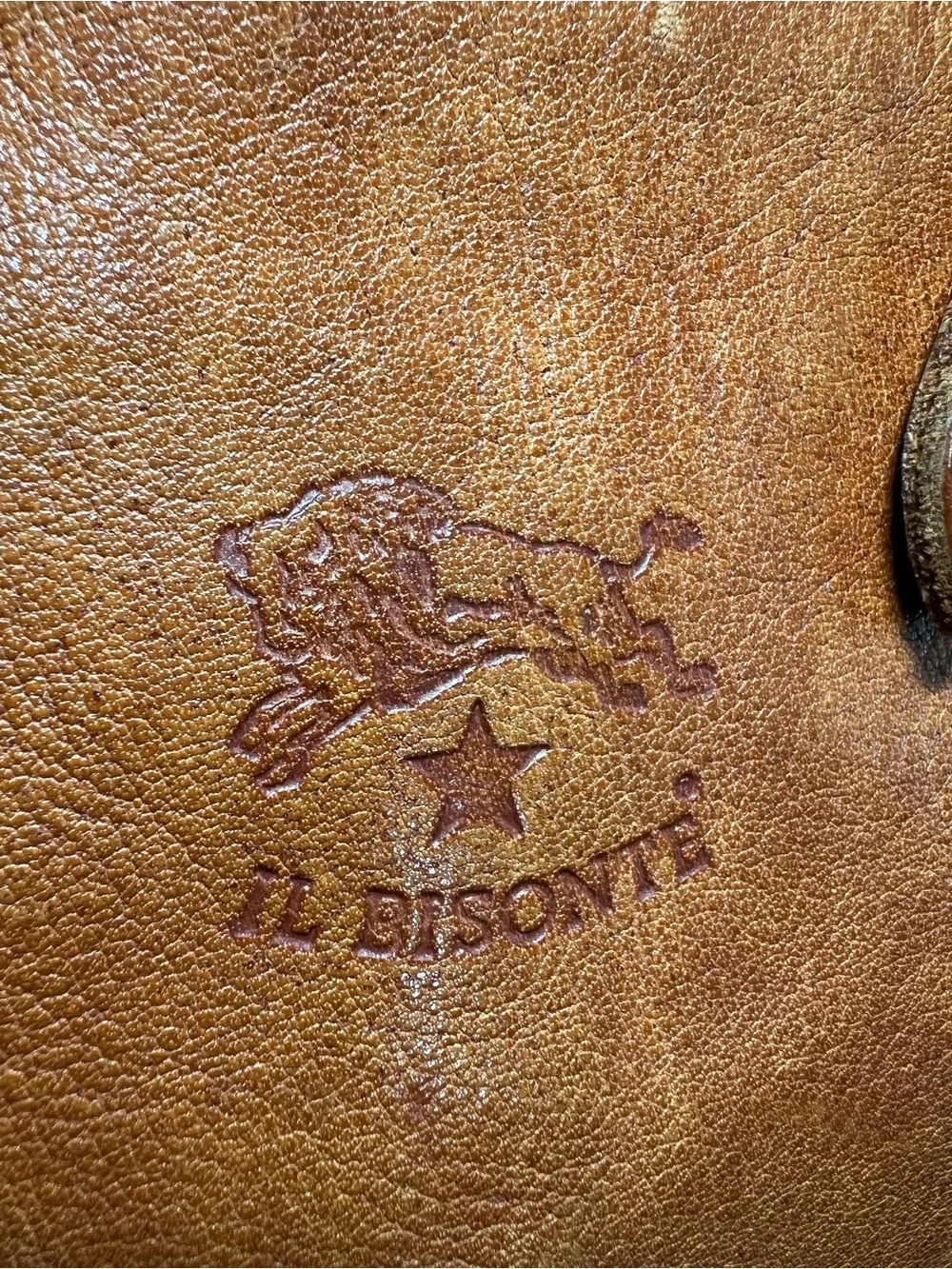 Vtg IL BISONTE Tan Leather Crossbody / Satchel Shoulder Bag Italy